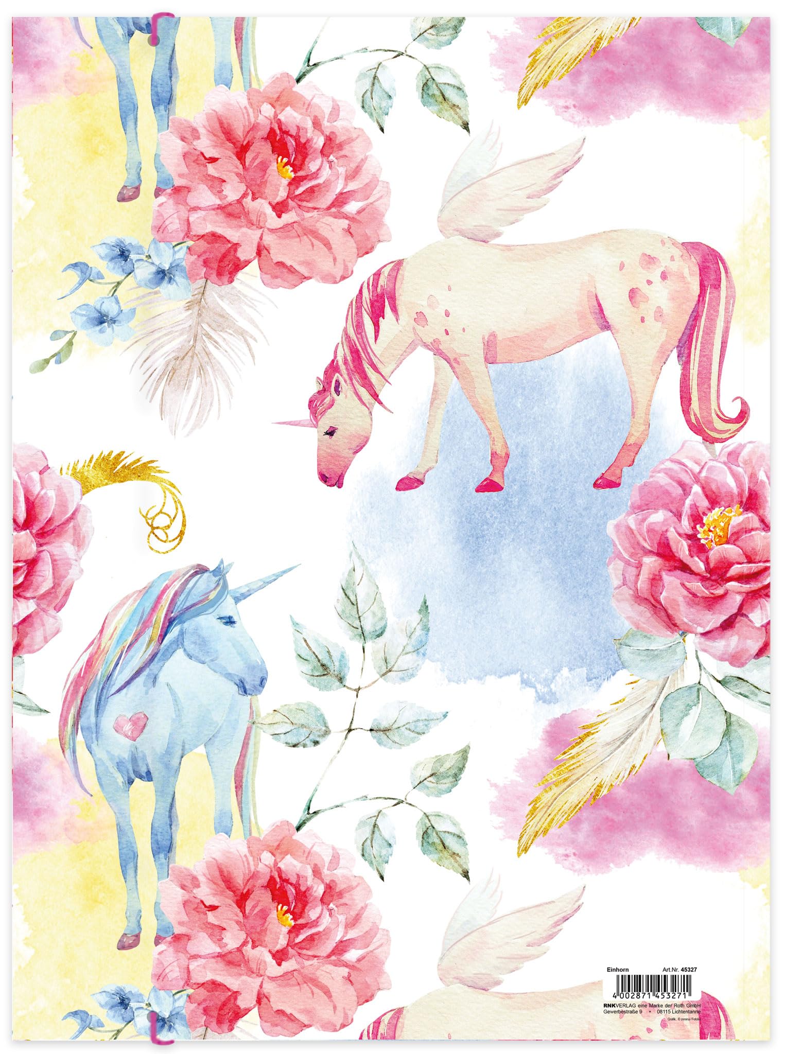 Chemise à Dessin Licorne RNK Verlag 310x440 Mm A3 Avec Fermeture Élastique - Protection Pour Œuvres
