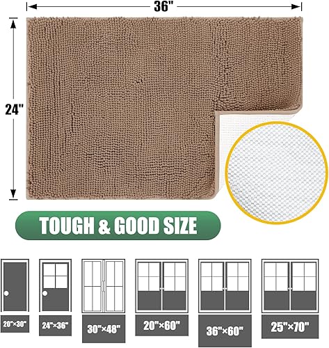 Miniatura 2 de IM HOME Tapete absorbente de felpilla para exteriores, 48 x 30 pulgadas, lavable, tapete para puerta de perro, antideslizante, tapete para