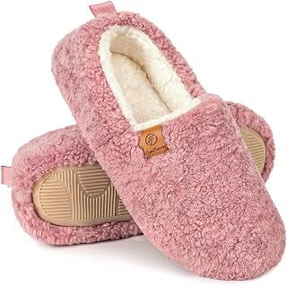 EverFoams Women's Warm Faux Wool Memory Foam Full Slippers 38 / 39 UK Rose