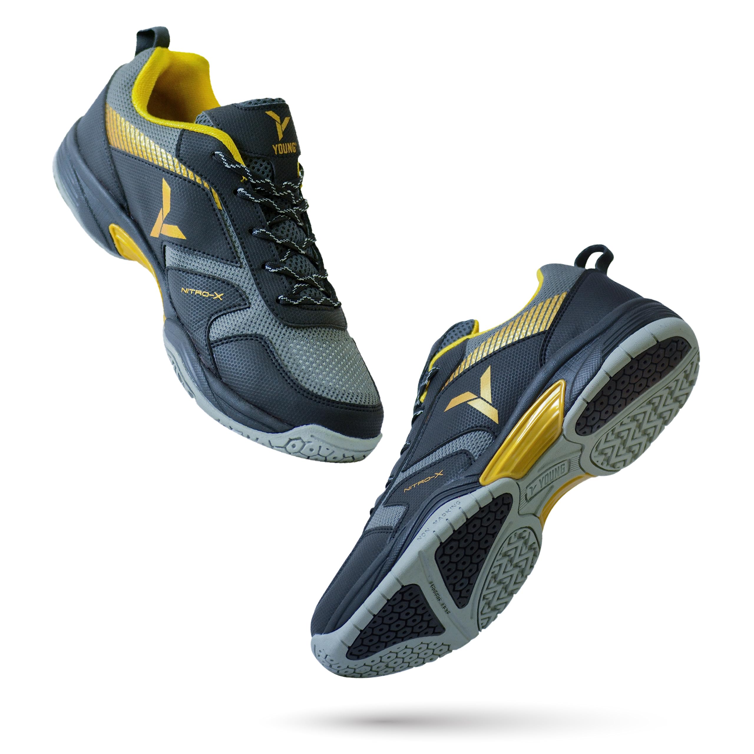 Young Nitro X Non Marking Badminton Shoe | Ideal for Indoor Games (Badminton, Tennis, Volleyball, Squash) | Stable | Hi-Comfy Badminton Shoe Blue Green (Size UK9) (B0BW5MPG43) Amazon Price History, Amazon Price Tracker