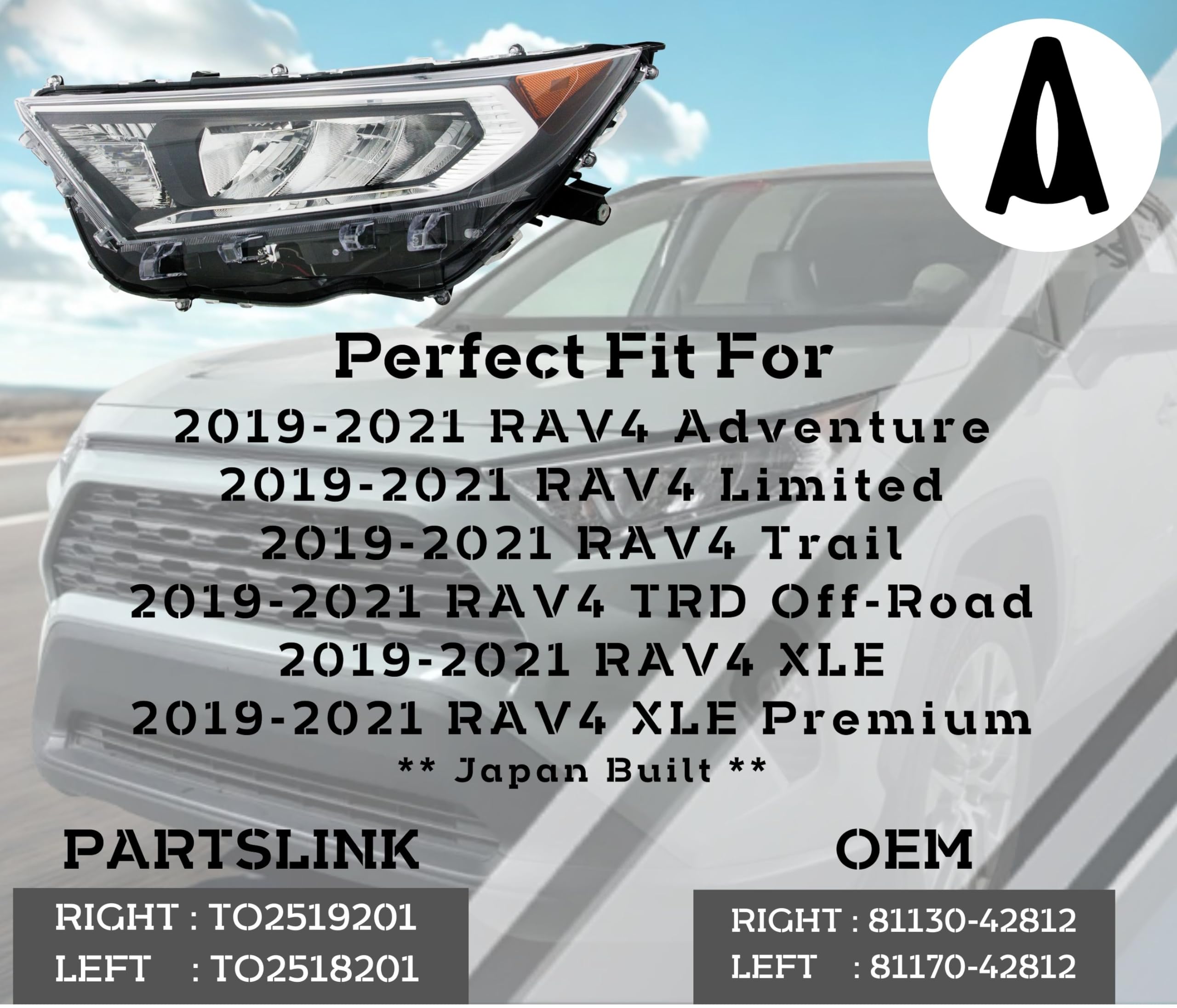 TOYOTA RAV4 アドベンチャー 2019年式 純正ヘッドライト Replacement For Toyota RAV4 2019-2022 Headlight Assembly