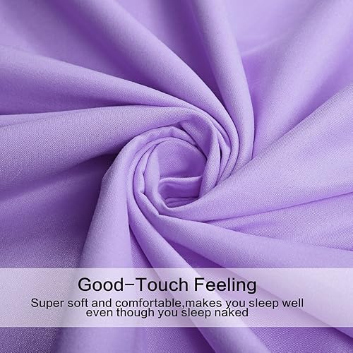 Miniatura 4 de Juego de sábanas de 4 piezas (tamaño Queen, lavanda), 1 sábana encimera, 1 sábana bajera y 2 fundas de almohada, ropa de cama de lujo de microfibra