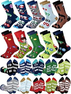 Haysandy 10 Pairs Novelty Billiards Socks for Men Pool Player Gift Funny Cotton Crew