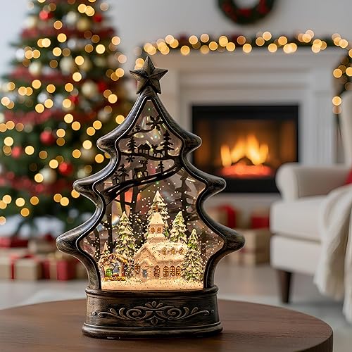 Vista 63 de Linterna de globo de nieve de Navidad, muñeco de nieve brillante con música, forro USB/funciona con pilas, linterna iluminada para decoración