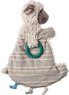 Mary Meyer Putty Lovey Snuggy Nuggles Soothing Baby Security Blanket with Teething Ring, 13-Inches, Lamb