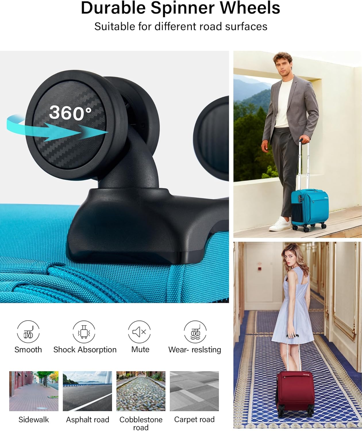 Hanke 16 Inch Underseat Carry On Luggage with Wheels Small Suitcase Softside Luggage Bags for Travel Lightweight Suitcases with Wheels Travel Luggage Personal Item for Men and Women(Caribbean Blue)