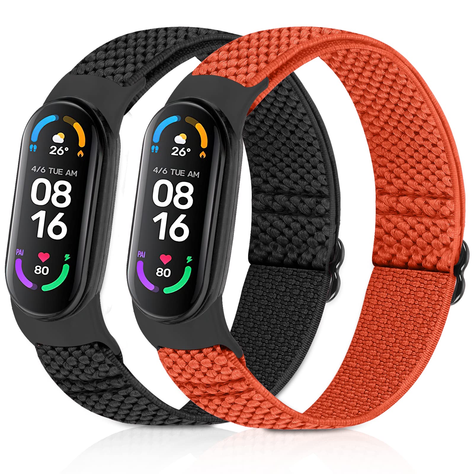 enkic Elastisch Armband Kompatibel mit Xiaomi Mi Band 7/Mi Band 6/Mi Band 5/Mi Band 4/Mi Band 3/Amazfit Band 5 Armband, Verstellbares Ersatzarmbänder Nylon Loop Sport Uhrenarmband für Damen Herren