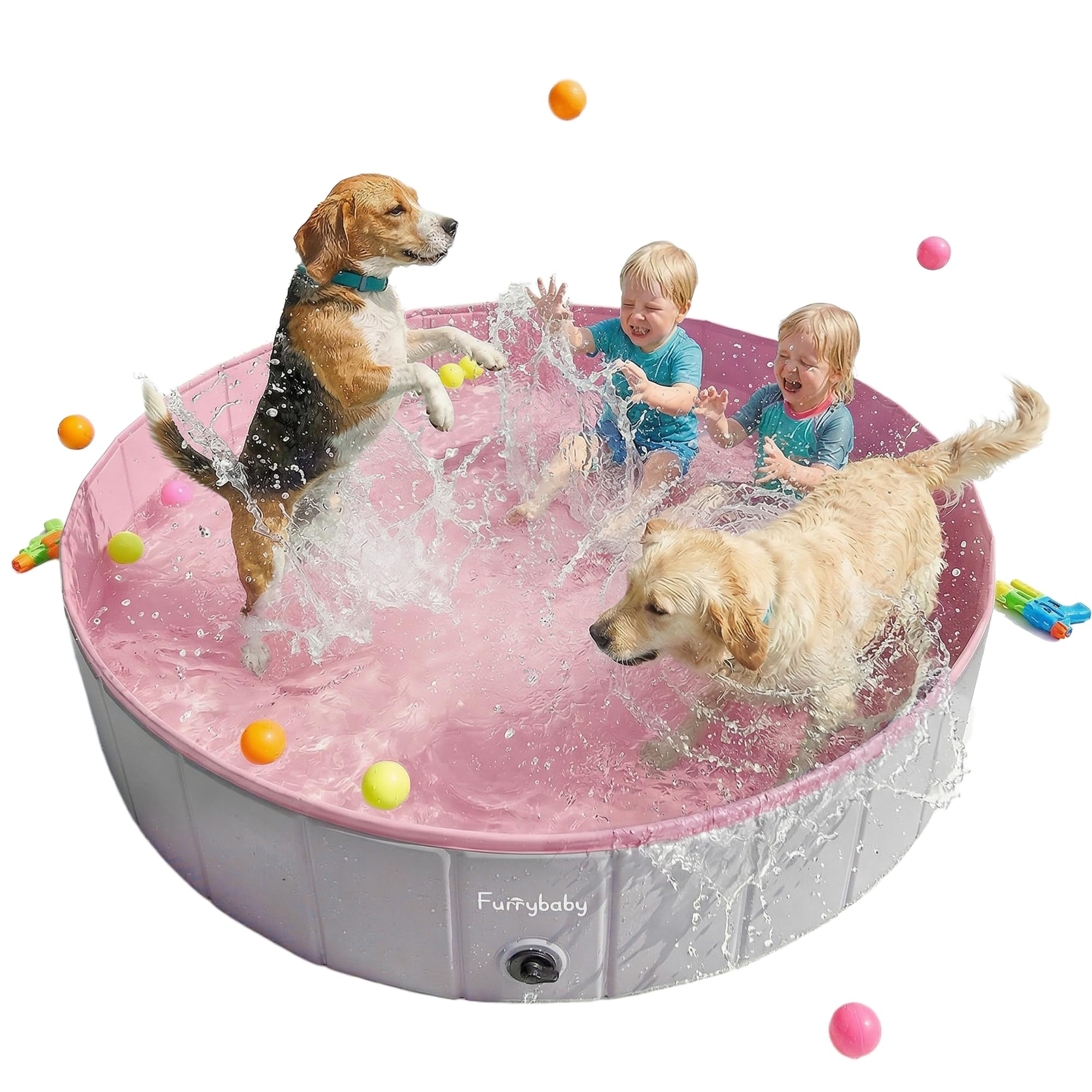 Furrybaby Foldable Dog Pool Non-Slip Hard Bath Tub Indoor Outdoor Pets Kids