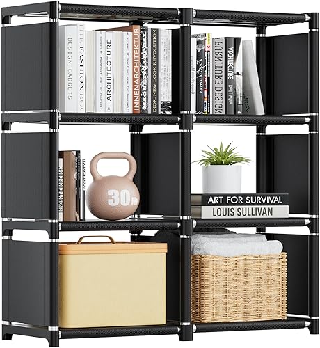 Mavivegue Estante para libros, organizador de almacenamiento de 6 cubos, estantería de bricolaje, estantería de cubo de metal, estuche alto para