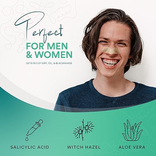 Miniatura 5 de LivaClean Tiras de poros con ácido salicílico, hamamelis y aloe vera, removedor de puntos negros para eliminación de puntos negros de los poros de