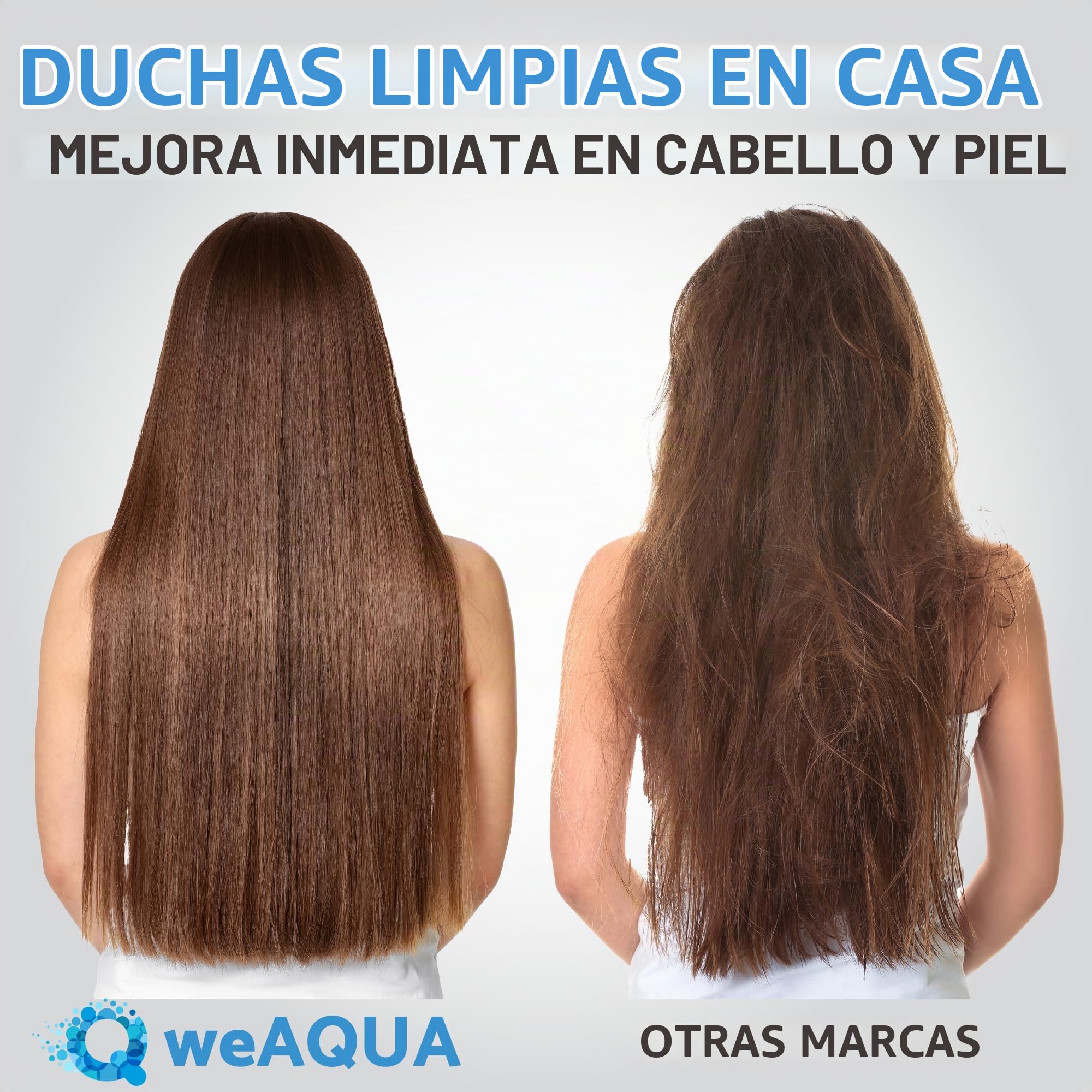weAQUA Paquete de 2 filtros de ducha resistentes, 99% de eliminación para agua dura, cloro, fluoruro, metales pesados, microvida, orgánicos y más | Ayuda a reducir la piel seca, la picazón y el cabello encrespado