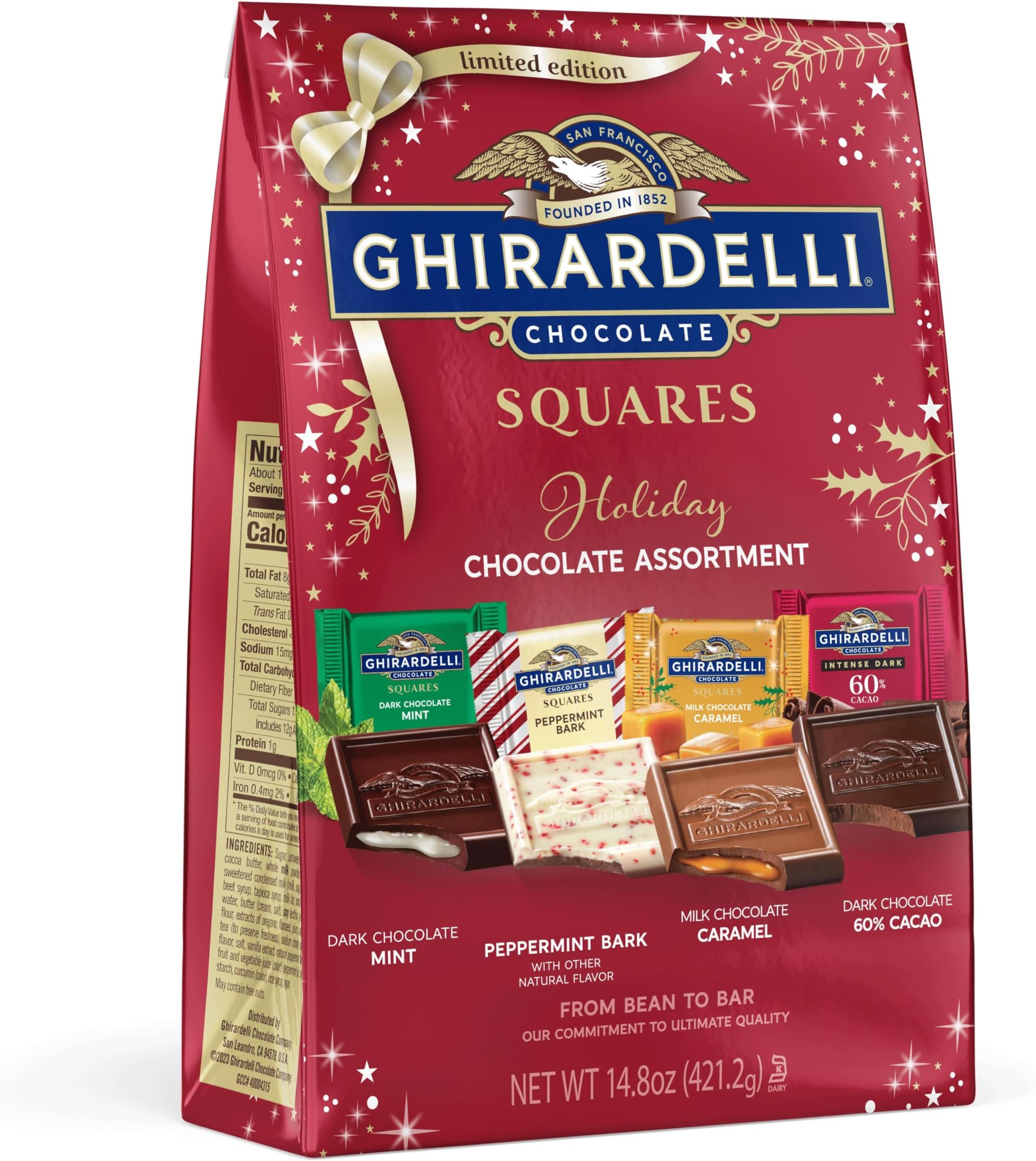 Chocolate Squares Holiday Assortment, Individually Wrapped Candy, 14.8 Ounces