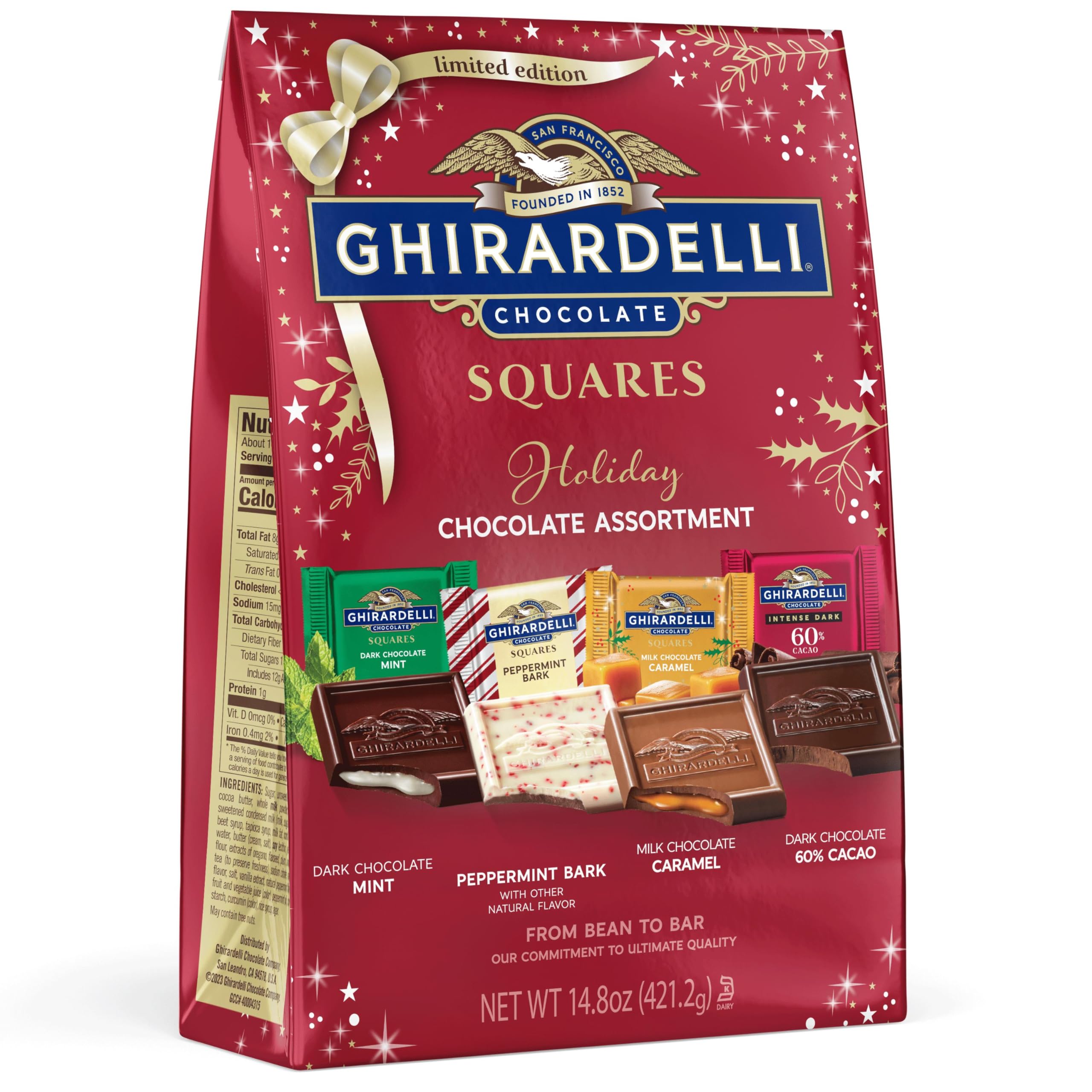 GhirardelliChocolate Squares Holiday Assortment, Individually Wrapped Candy, 14.8 Ounces
