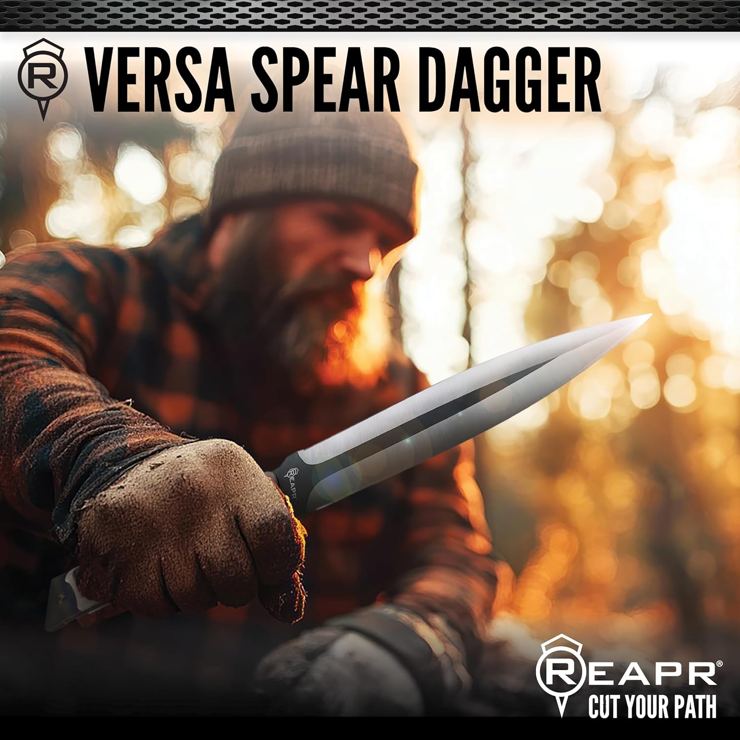 Reapr VERSA SPEAR DAGGER 12" Convertible Knife with 6.5" Dual-Edge Blade, 3Cr13 Stainless Steel, TPR Handle, MOLLE-Compatible Sheath, Take-Down Wrench & Paracord for Survival & Camping