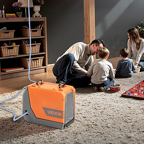 Miniatura 8 de VEVOR Deshumidificador comercial de 180 pintas con mangueras de bombadrenaje, deshumidificadores portátiles de espacio de rastreo para sótano y sala
