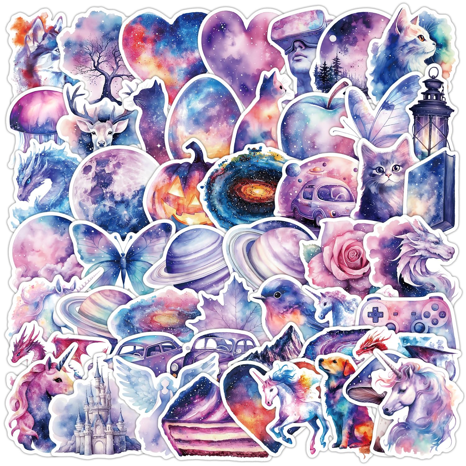 50 Pcs Starry Sky Stickers for Kids Teens Adults Boys Girls Gift,Starry Stickers Pack for Laptop,Skateboard,Luggage,Car,Bike,Cup,Computer,Water Bottle Decor,Vinyl Waterproof Decals