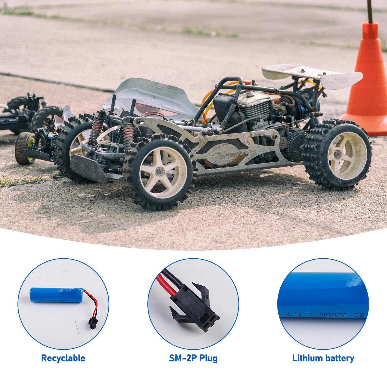 Batteria Al Litio 3.7V 1200mAh Con Spina SM E Protezioni Per Auto E Crawler RC