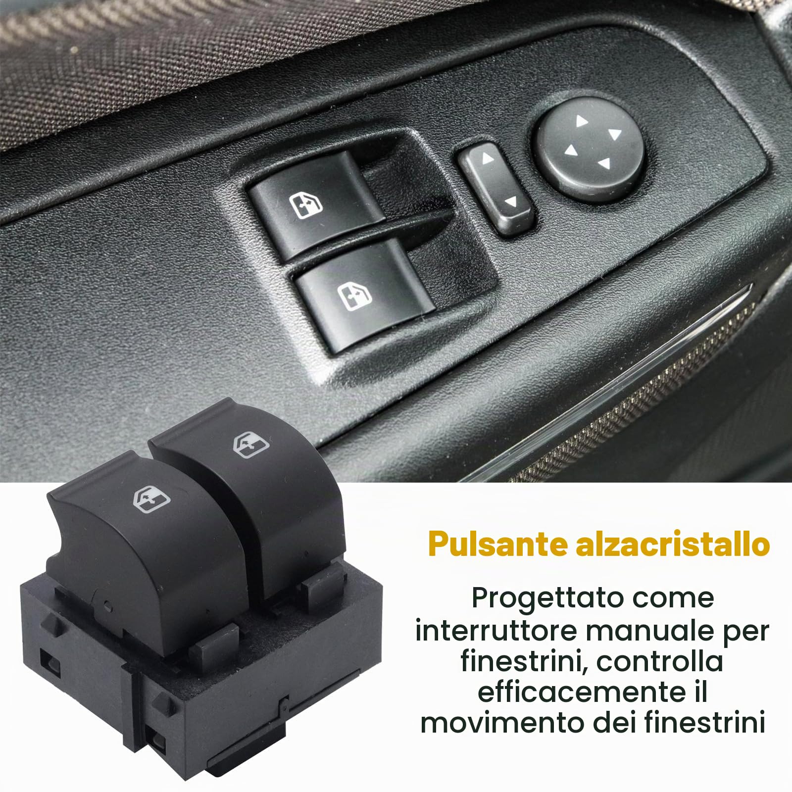 735451232 - Pulsante alzacristallo manuale di ricambio per Fiat Grande Punto 2005-2008, sostituisce 735451232
