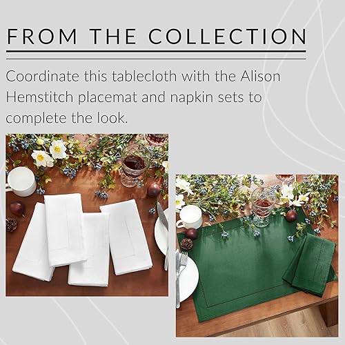 Miniatura 6 de Elrene Home Fashions Alison Mantel de tela con borde de vainica, 60 x 102 pulgadas, rectangular, color blanco