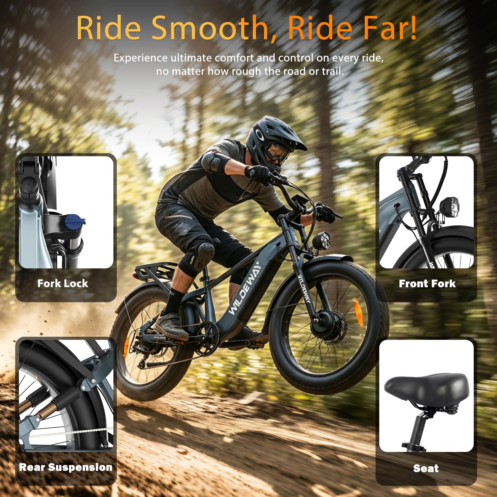 Vélo électrique Fat Tire 26 x 4,0, double moteur, batterie 48 V 30 Ah, autonomie jusqu'à 80 à 100 km, double suspension complète, freins hydrauliques à disque, 7 vitesses, vélo tout terrain pour