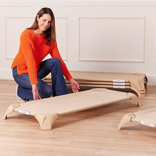 Miniatura 11 de ECR4Kids Cuna apilable acogedora con almacenamiento, mobiliario para aulas, color arena, 6 unidades