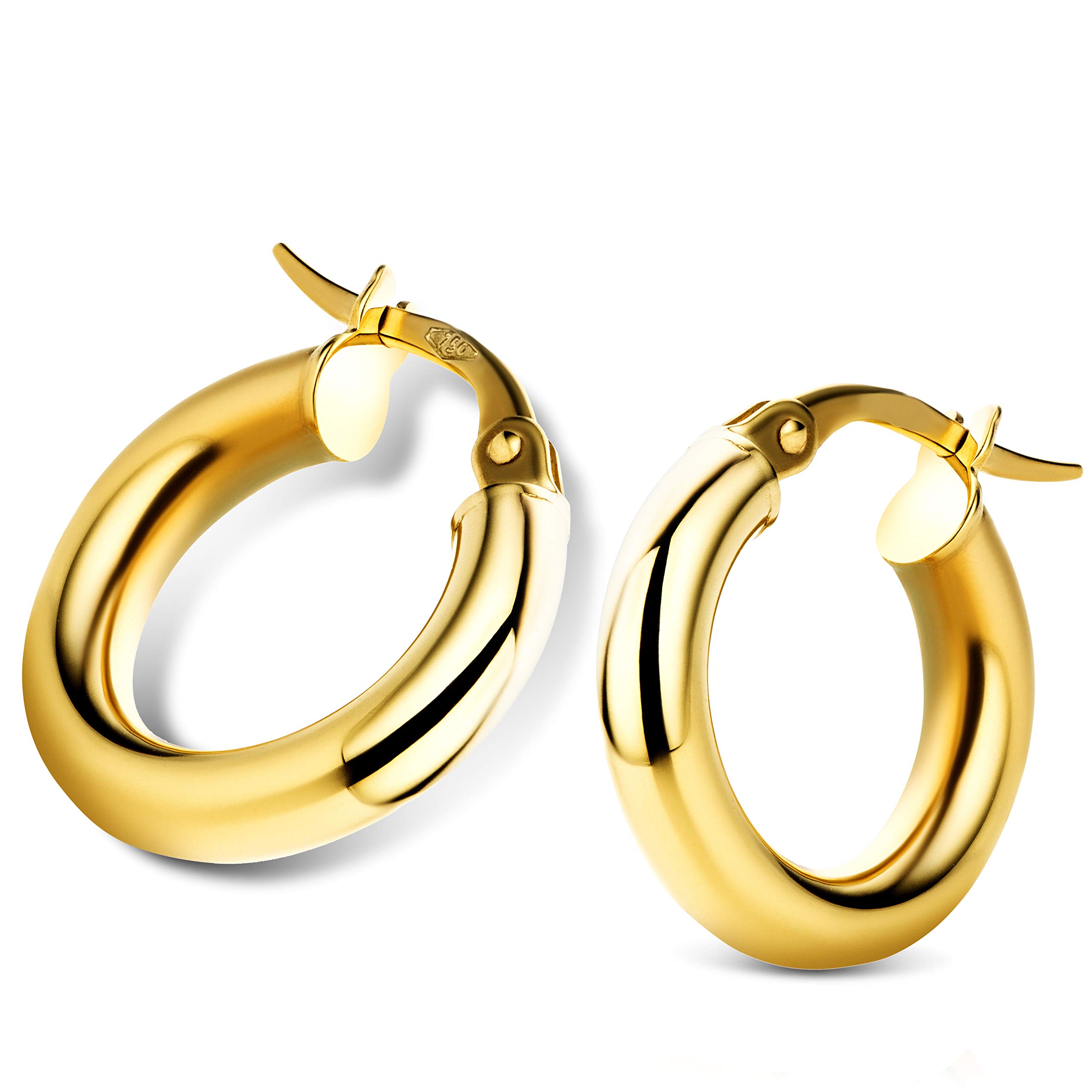– Yellow Gold Earrings for Women in 18 Carat Gold, Hypoallergenic Earrings - handmade hoops with jewellery box - Made in Italy
