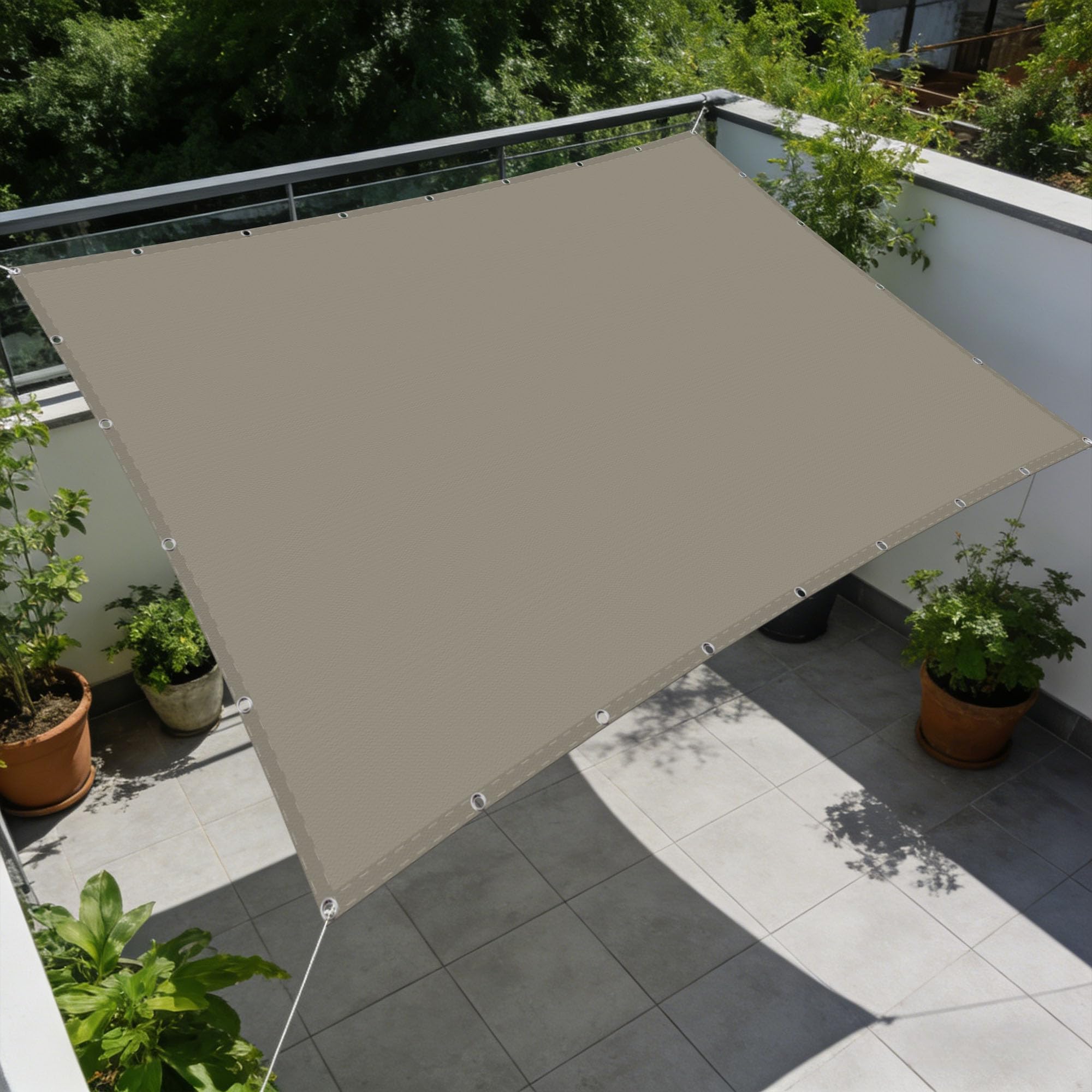 Toile d'ombrage pour terrasse et jardin, voile taupe 1.2 x 3.2 m pour repas en plein air