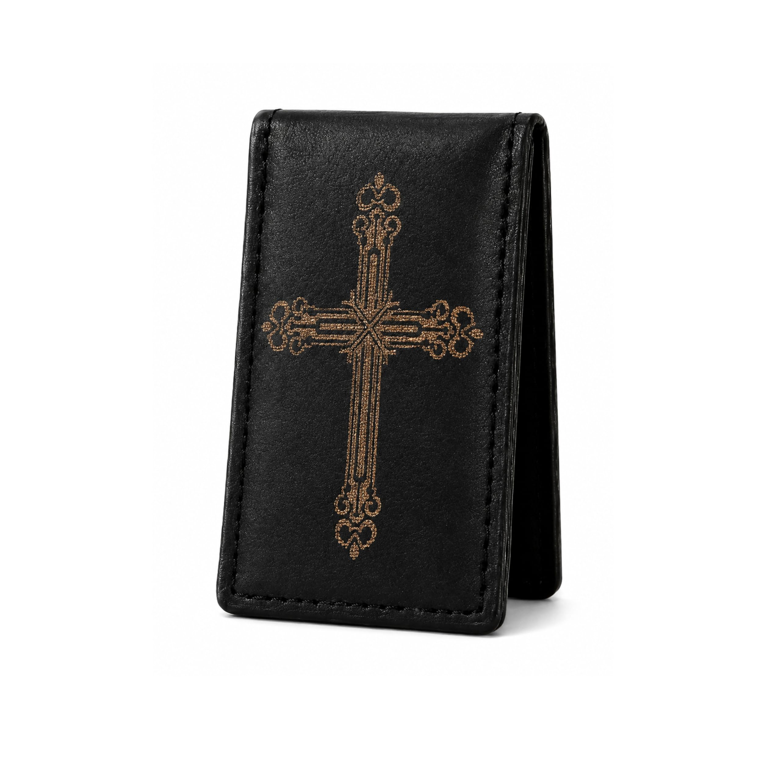 LB LEATHERBOSS Men's New Leather Strong Magnetic Money Clip (Cross)