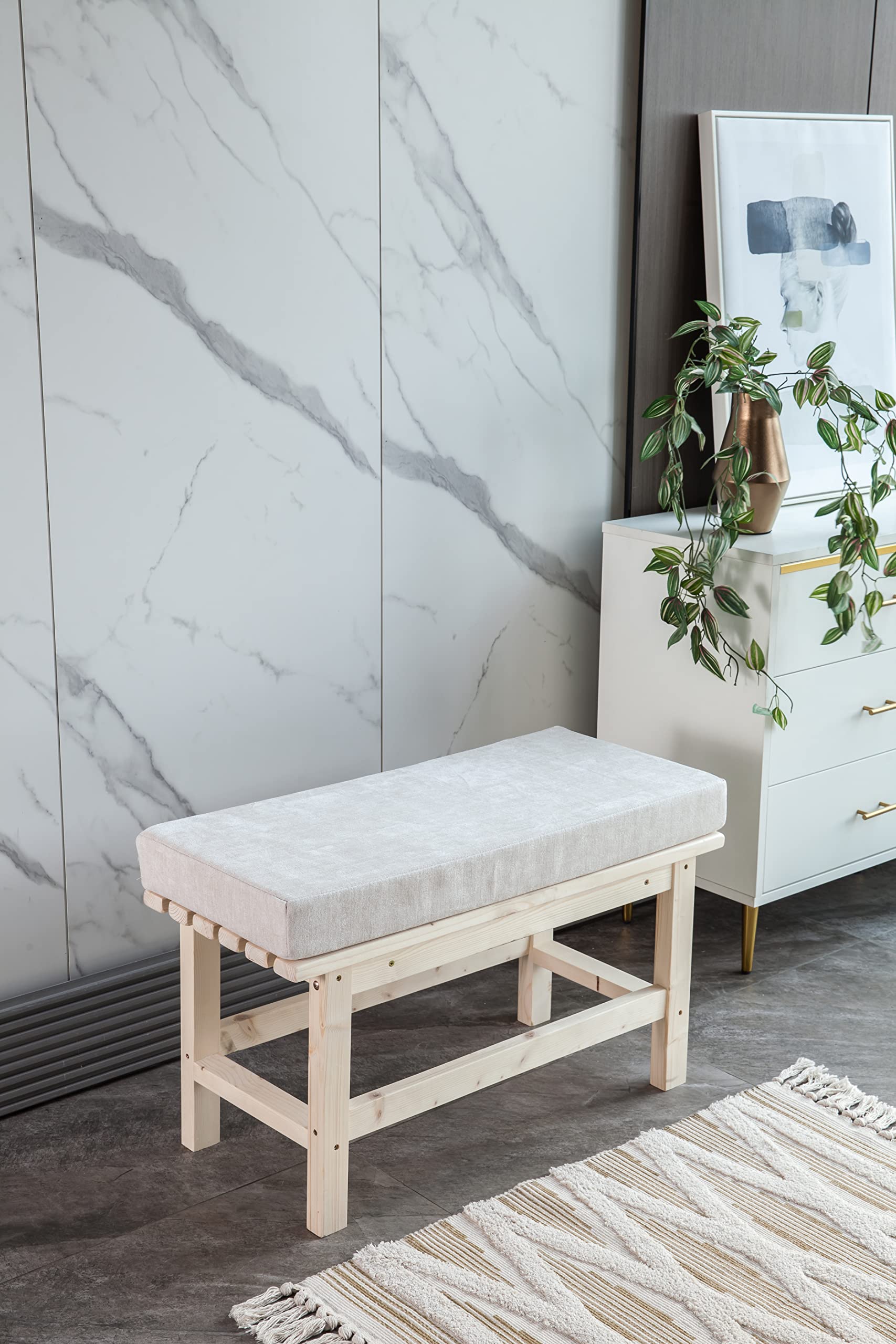 Lovebank Bankkissen 137x40 Cm – Weiches Sitzkissen Mit Rutschfester Unterseite, Milchweiß