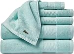 Lacoste Heritage Supima Cotton 6-Piece Towel Set, 2 Bath Towels, 2 Hand Towels, 2 Washcloths, Eden – Highly Absorbent & Quick Drying, Bathroom Essential, Machine Washable
