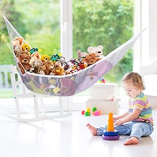 2 PACK: Stuffed Animal Storage Hammock - Nets For Stuffed Animals for Large Toy Storage - Toy Hammock For Stuffed Animals - Wall Corner Mesh Toy Net Hammock | Fast Easy Install Instructions Included
