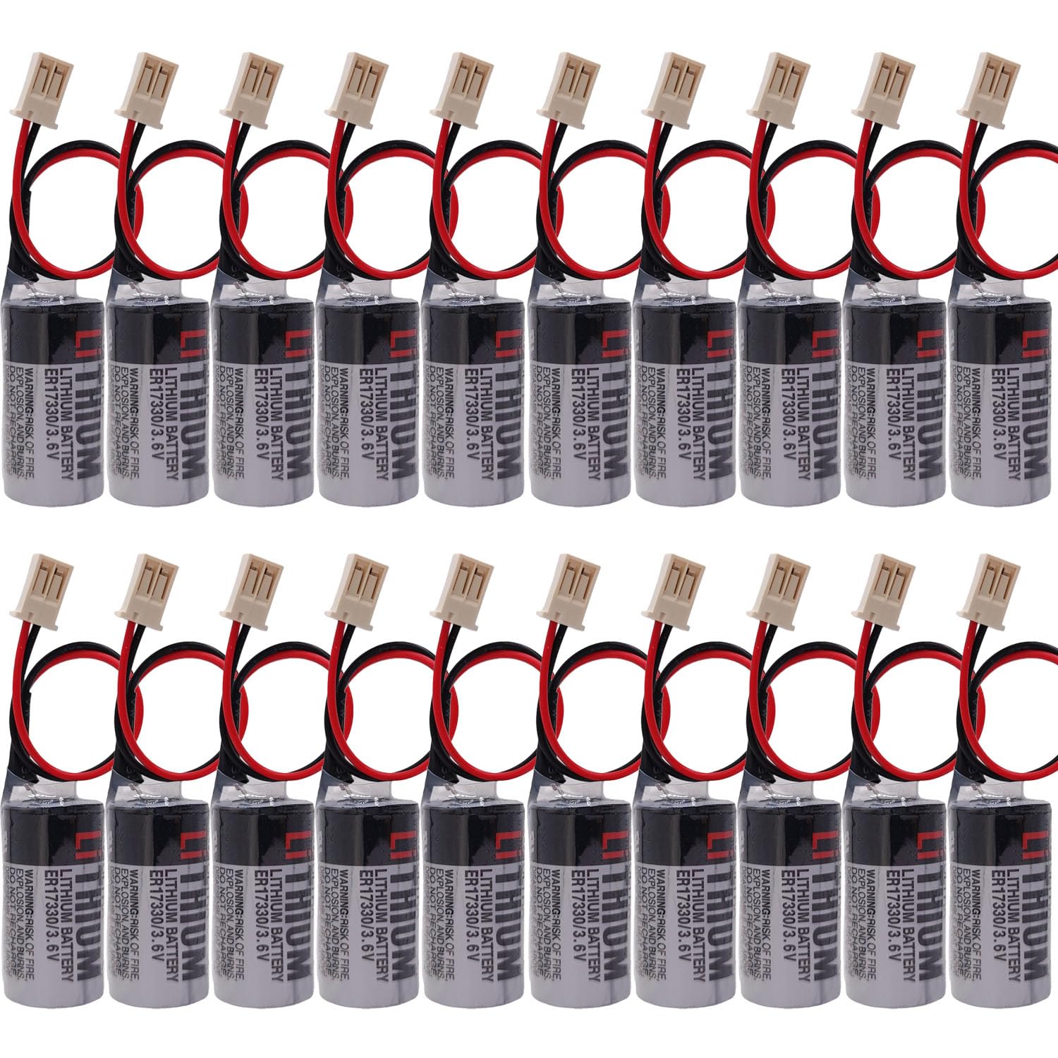 LINHUPAK (20-Pack) ER17330V 3.6V 1700mAh Battery for EPSON R13ZA00600300 Body ER17330V 3.6V Battery with Plug