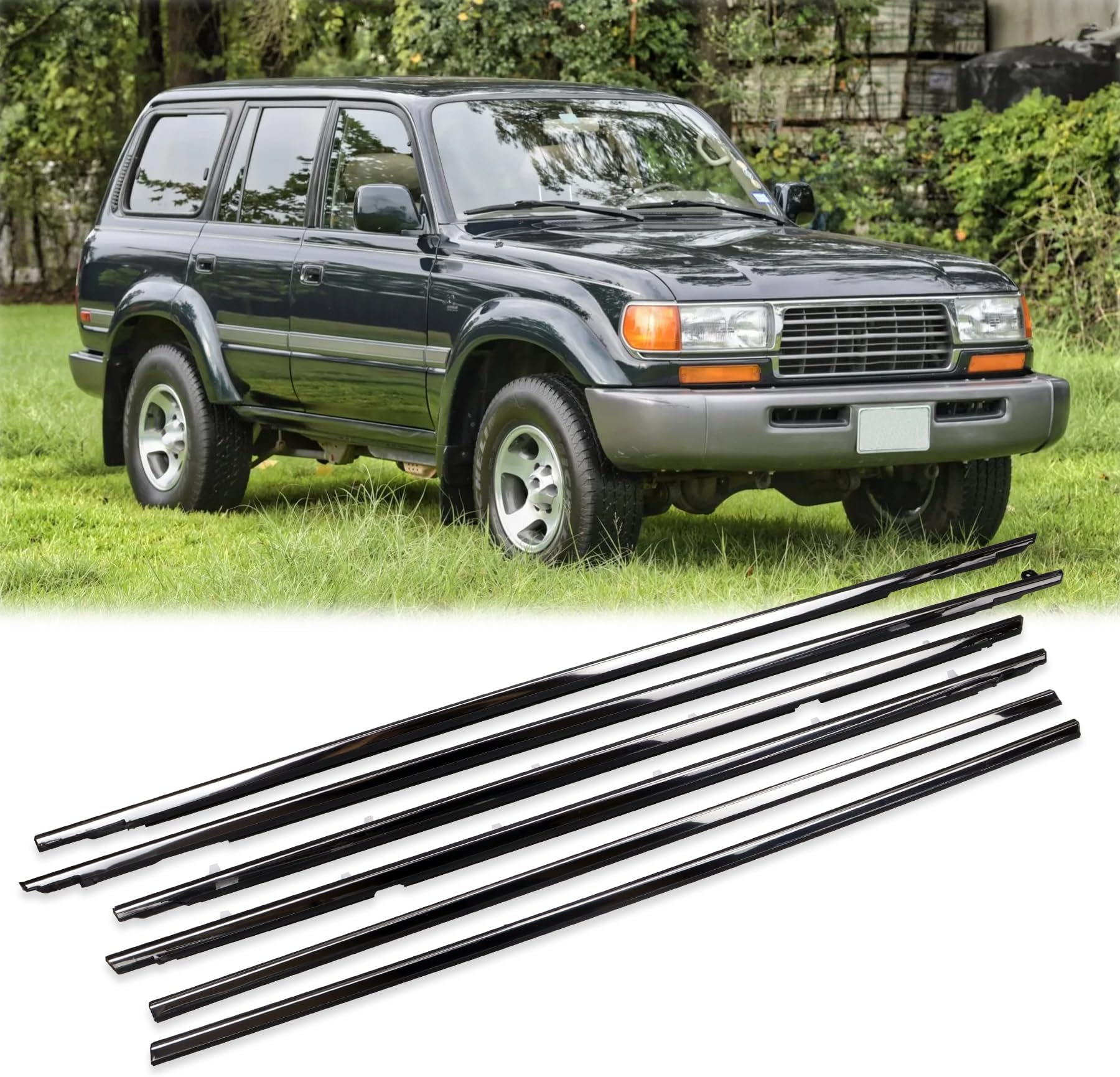 USTAR Door Window Trim Weatherstrip Seal Belt Compatible with Toyota Land Cruiser 1991-1997 Lexus LX450 1996-1997 Replaces 7571060021 7573060020 7574060020 6Pcs Pack Chrome