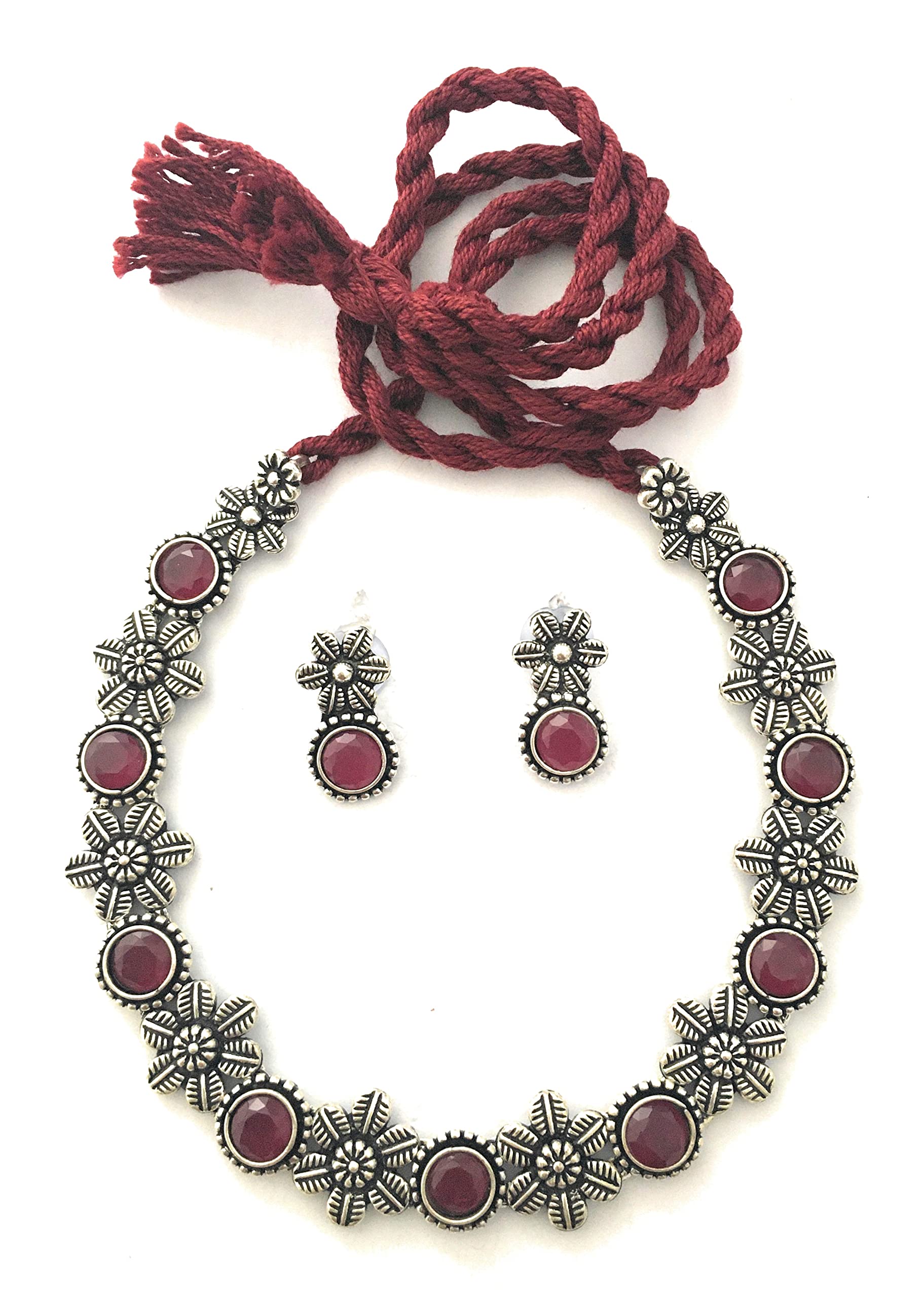 Sasitrends German Silver Oxidised Jewellery Set with AD Stones for Women & Girls - Traditional Elegance for Every Occasion (B0B675Q12K) Amazon Price History, Amazon Price Tracker