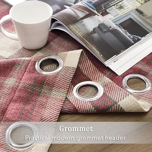 Miniatura 5 de Alexandra Cole - Cortinas a cuadros para sala de estar, dormitorio, cortinas de oscurecimiento a rayas con ojales para tratamiento de ventanas, 2