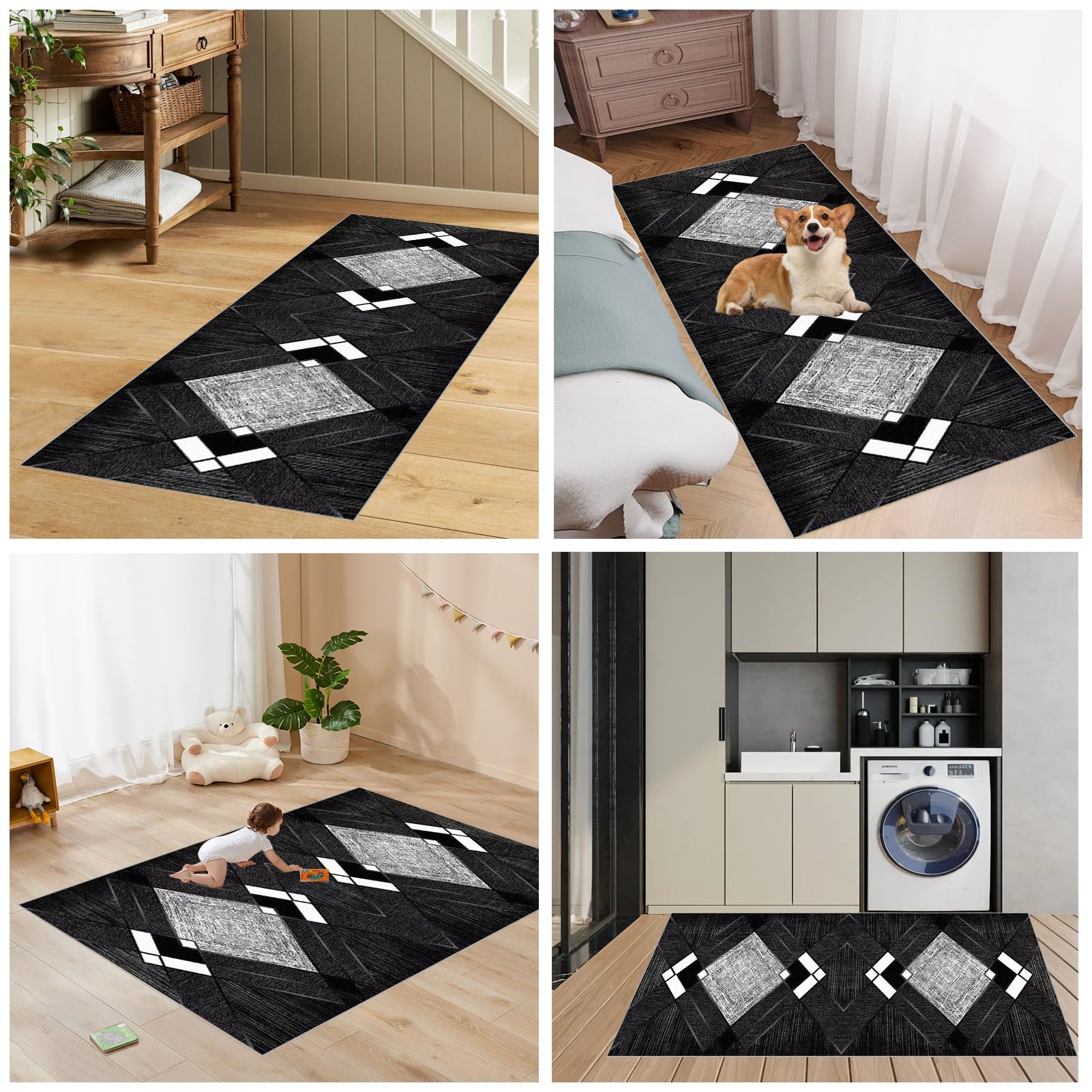 Runners Lange Gang Antislip Tapijt Keuken Moderne Corridor Tapijt Mats Wit grijs 40X200CM Keuken Tapijt Slaapkamer Eetkamer Polyester Yard Aanpasbaar