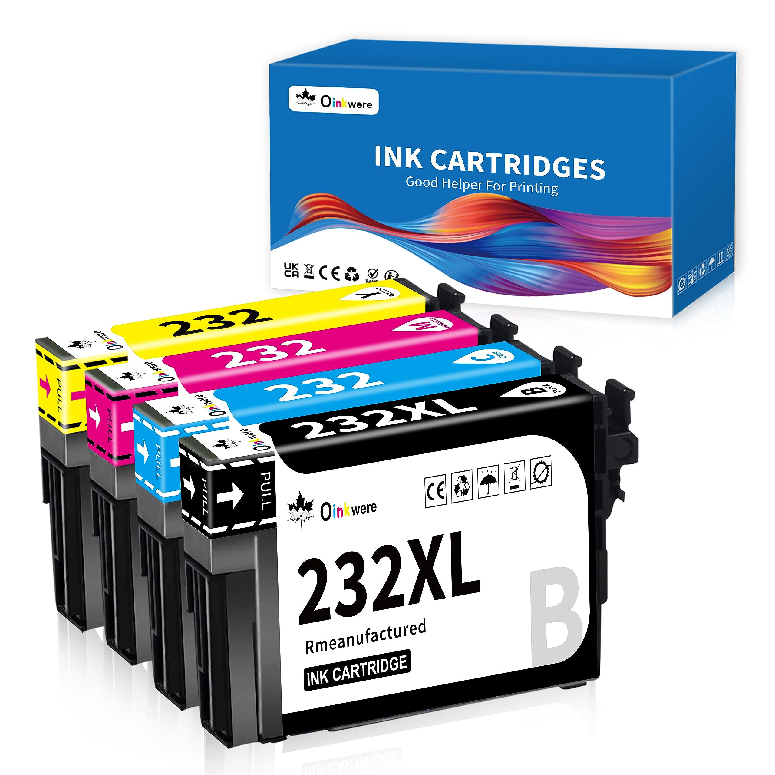 OINKWERE 232XL Ink Cartridges Remanufactured Replacement for Epson 232 Ink Cartridges Combo Pack 232 XL T232XL Compatible for XP-4200 XP-4205 WF-2930 WF-2950 Printer (4 Pack)
