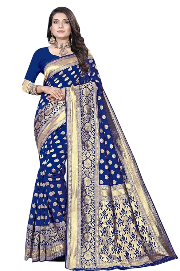Art Silk Saree with Jacquard Blouse | Banarasi Style Weave | Zari Border & Zari Base | Elegant Traditional Saree | Festive | Timeless Indian Attire | HK_5