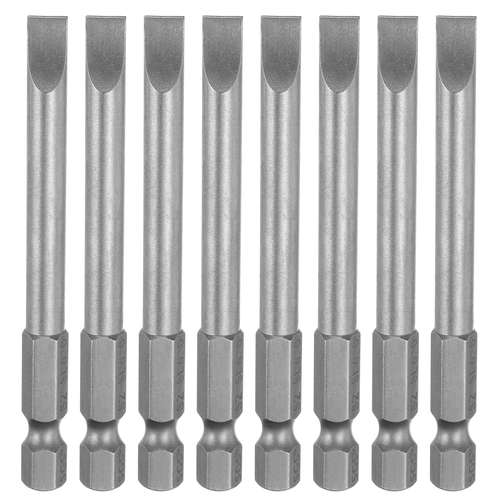 sourcing map 8pcs SL6 Slotted Screwdriver Bits 6mm Slotted Tip 1/4" Hex Shank 75mm (3") Long Magnetic Flat Head S2 Steel Screw Driver Drill Bits Industrial Power Screwdriver Bit