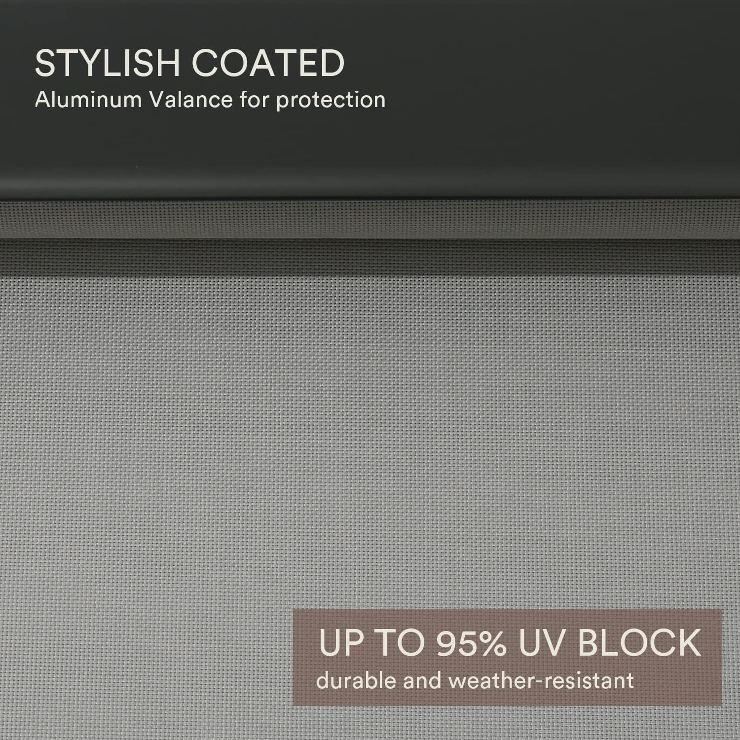 VICLLAX Premium Outdoor Roller Shade Exterior Roller Shade for Porch Patio Balcony, Crank Operated with Aluminum Protective Valance(8' W X 8' L), Anthracite Grey