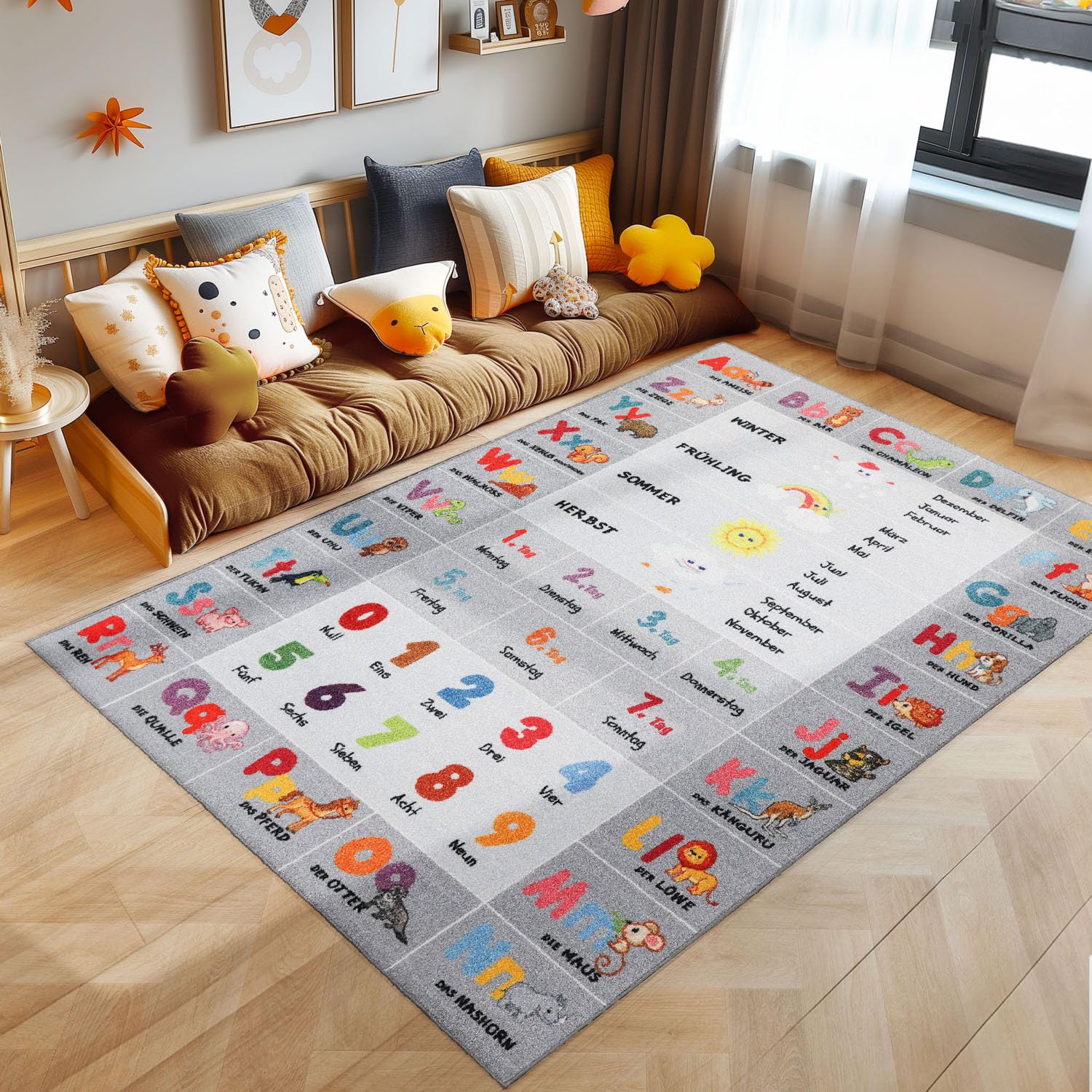 SIMPEX Kinderteppich Babyteppich rutschfest für Kinderzimmer, Babyzimmer Jungen und Mädchen Extra Weich und Antiallergen
