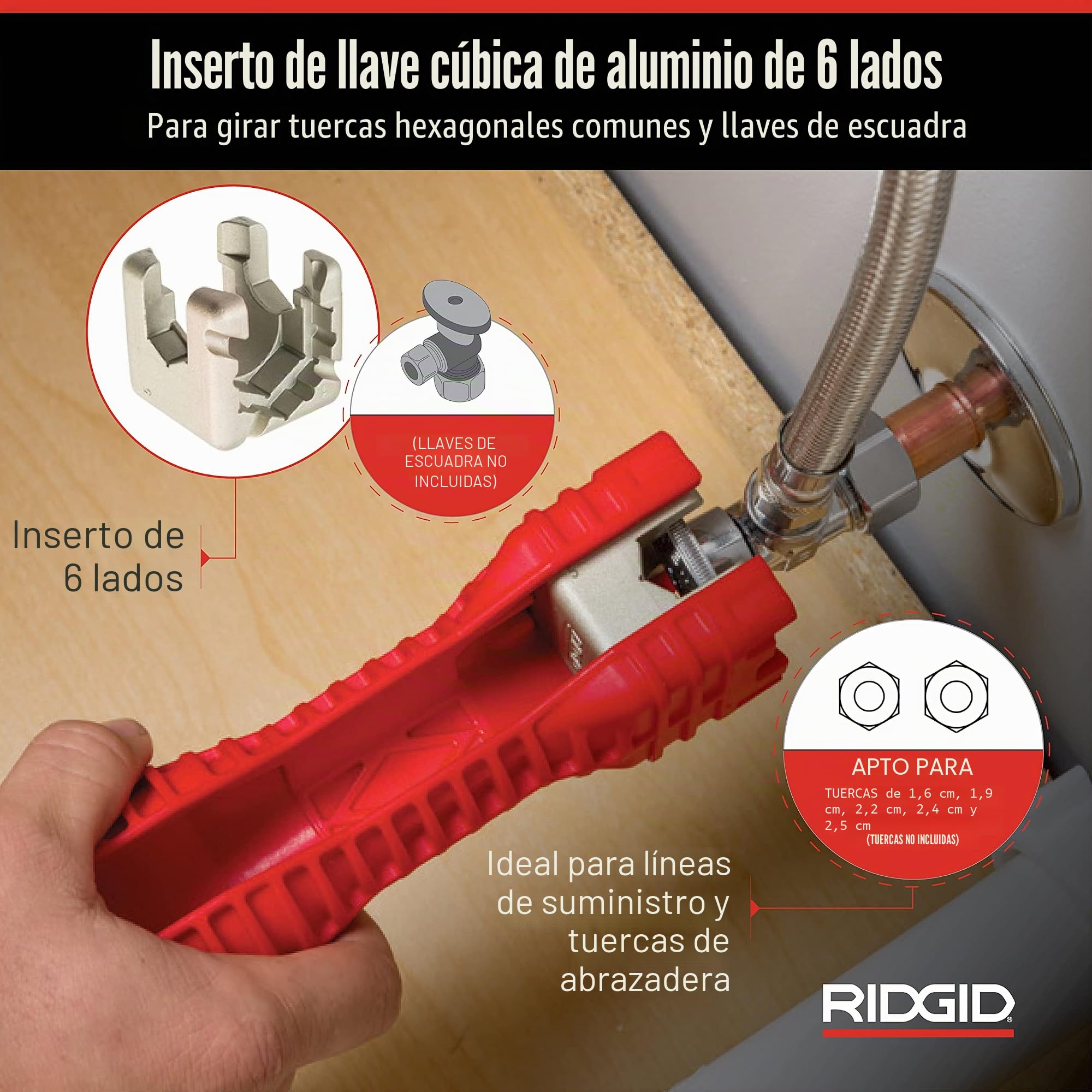 RIDGID 57003 EZ Change - Llave de fontanería para instalación y extracción