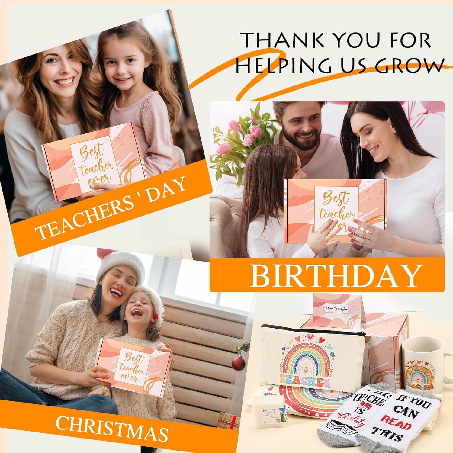 Funny Christmas Gifts for Teacher, Canvas Tote Bag Gifts for Women Thank You Birthday Present for teachers - Image 6