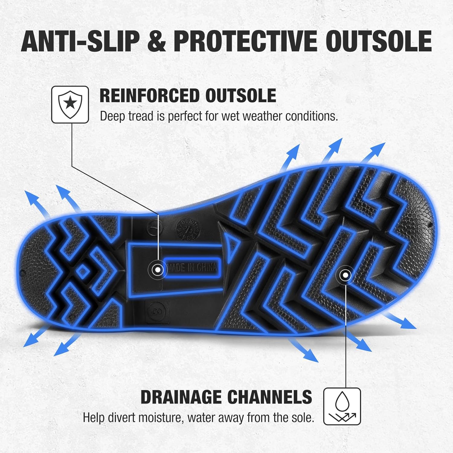 NINGO Men's Steel Toe Rain Boots, Waterproof Rubber Boots, Seamless PVC Rainboots, Puncture and Slip Resistant, Outdoor Fishing Gardening Boots for Men, for Agriculture and Industrial Working - Image 6