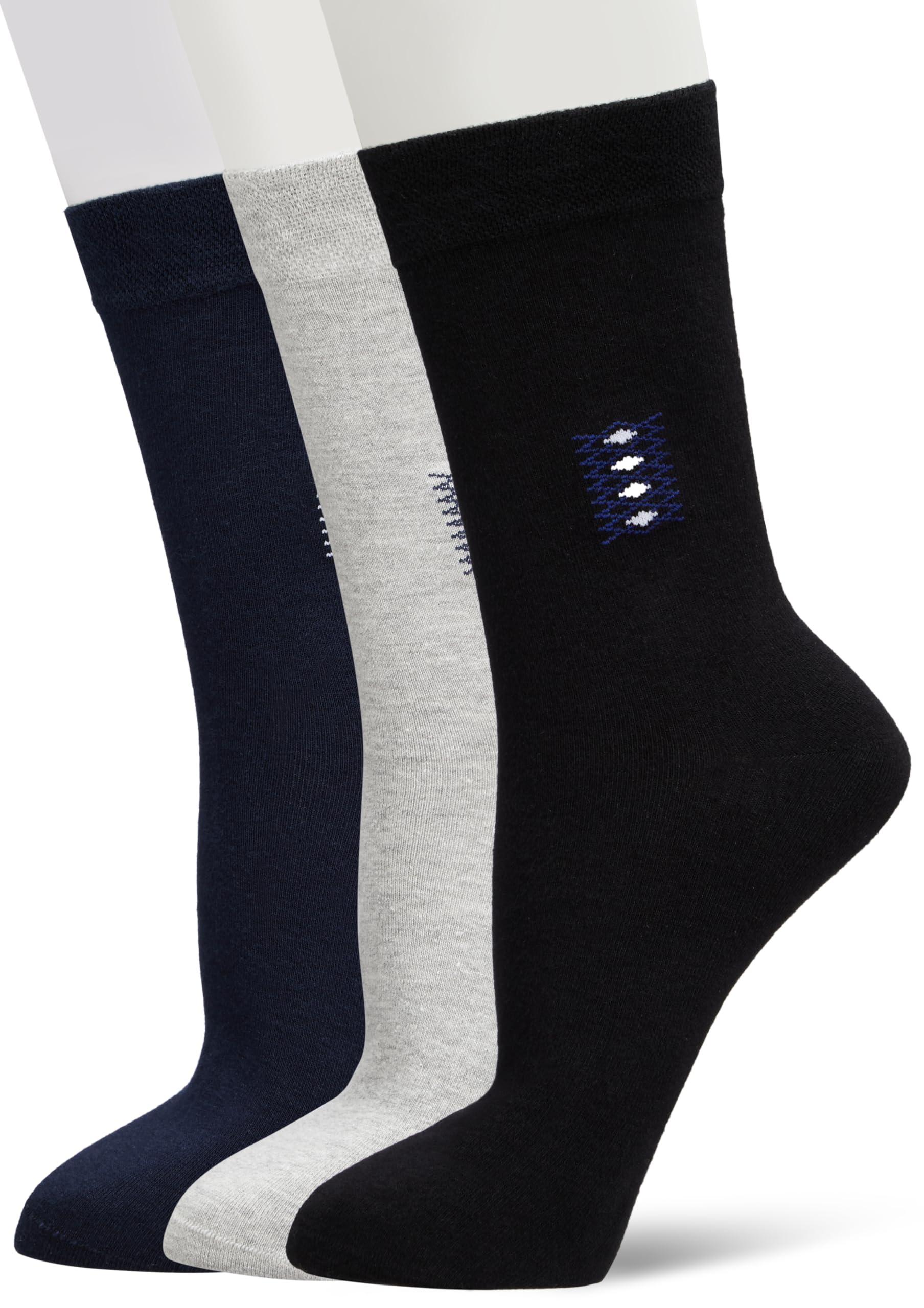 Amazon Brand - Symbol Men's Calf Length Cotton Formal/Casual Multicolored Free Size Socks (Pack of 3 Pairs)