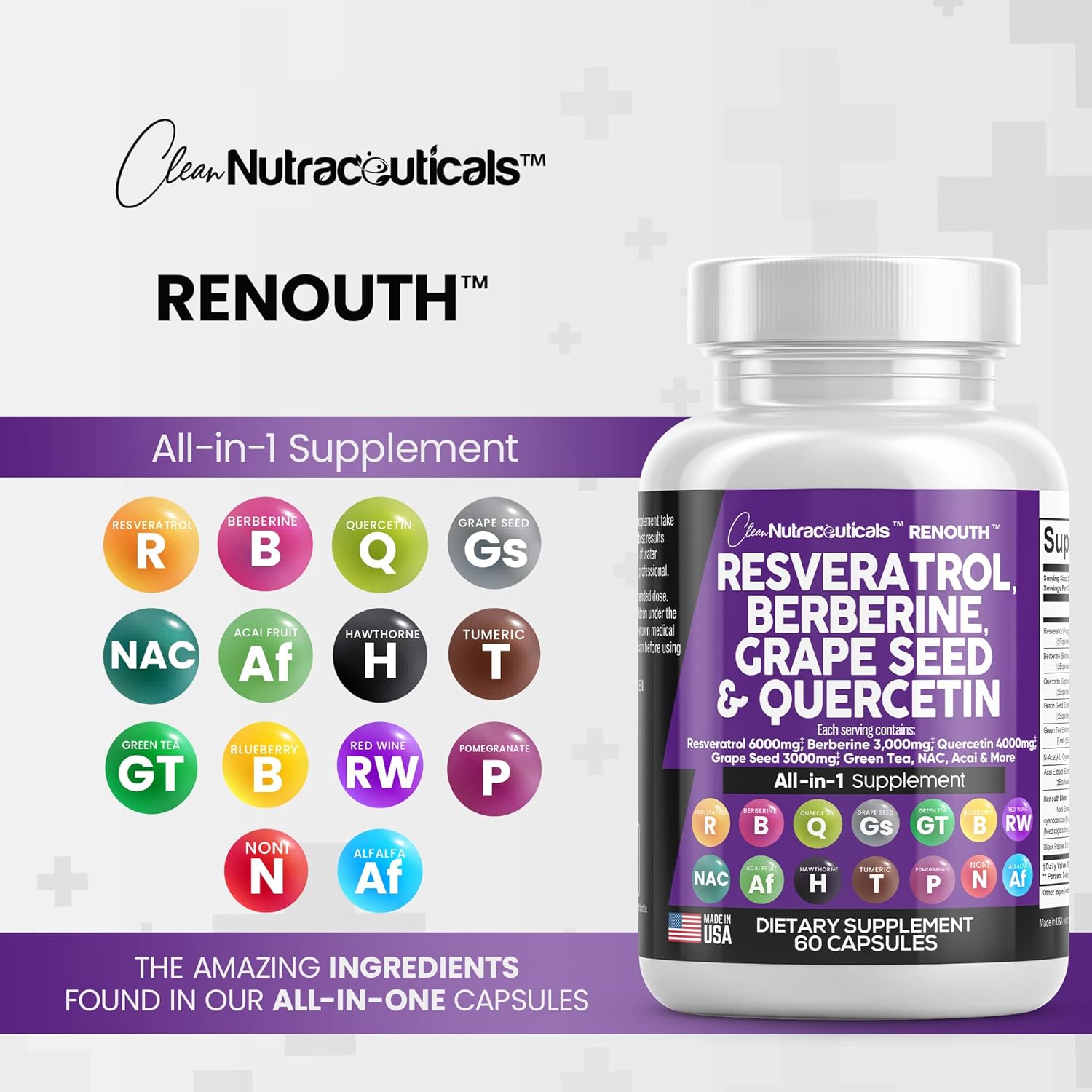 Buy Resveratrol 6000mg Berberine 3000mg Grape Seed Extract 3000mg