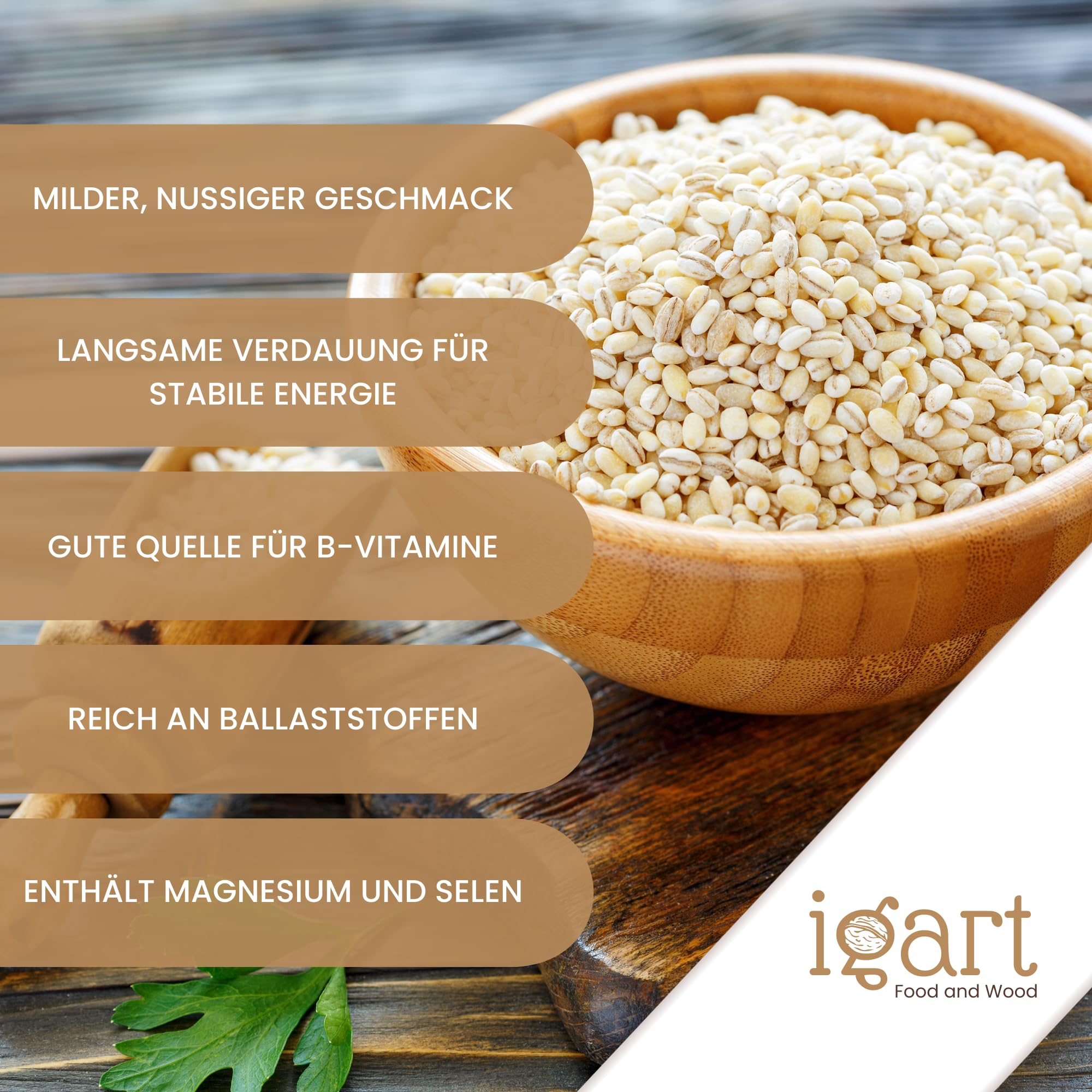 IGART Orge Perlé 3kg, Idéal pour la Soupe, les Salades ou le Ragoût, Riche en Protéines naturelles et en Fibres Alimentaires