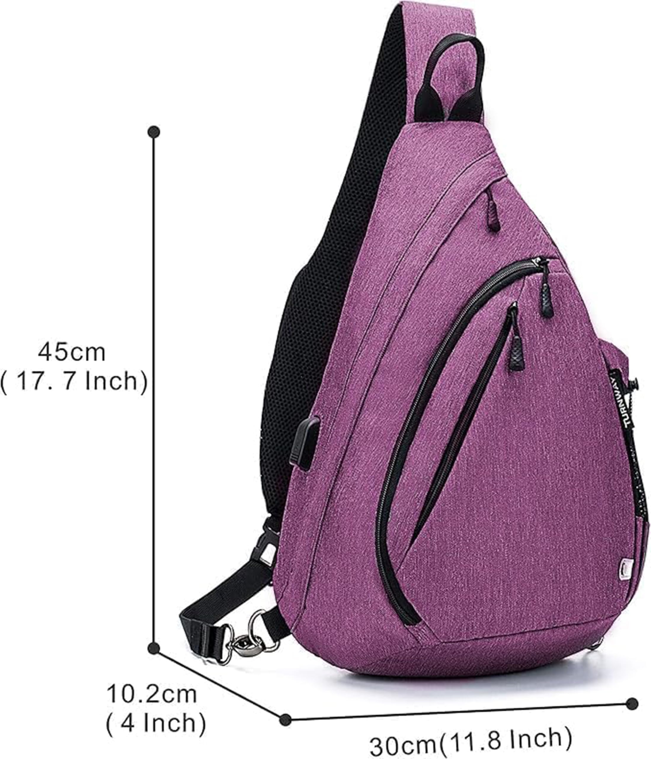 TurnWay Sac à bandoulière étanche avec port de charge USB pour voyage, randonnée, cyclisme