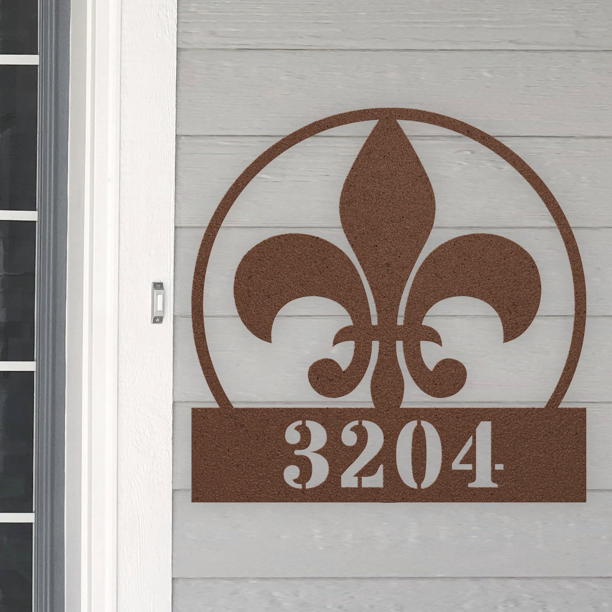 Personalized Fleur De Lis Address Sign, Custom House Number Metal Wall Art, Door Plate, Address Plaque, Fleur De Lis for Home, Outdoor Yard Patio Decor, Monogram Metal Sign, Gift for Francophiles