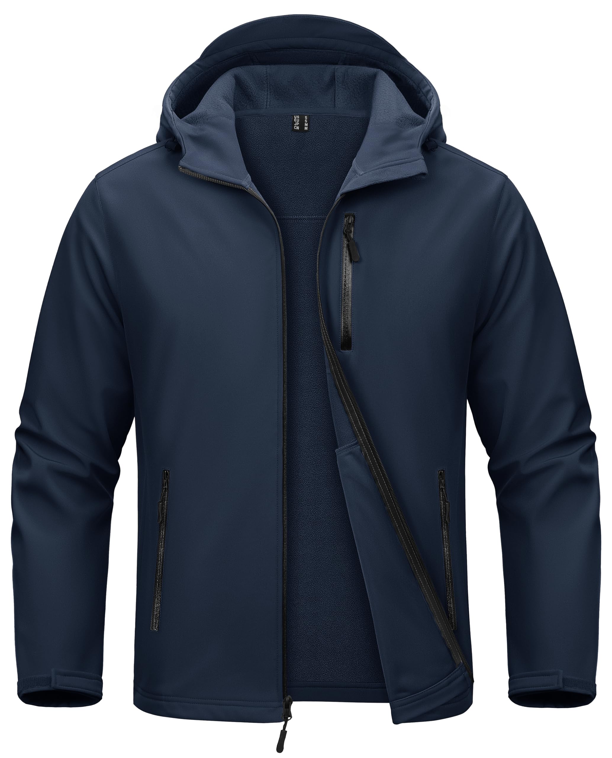 MAGCOMSEN Men's Waterproof Fleece Lined Rain Jacket Lightweight Softshell Raincoat with Hood Winter Hiking Windbreaker